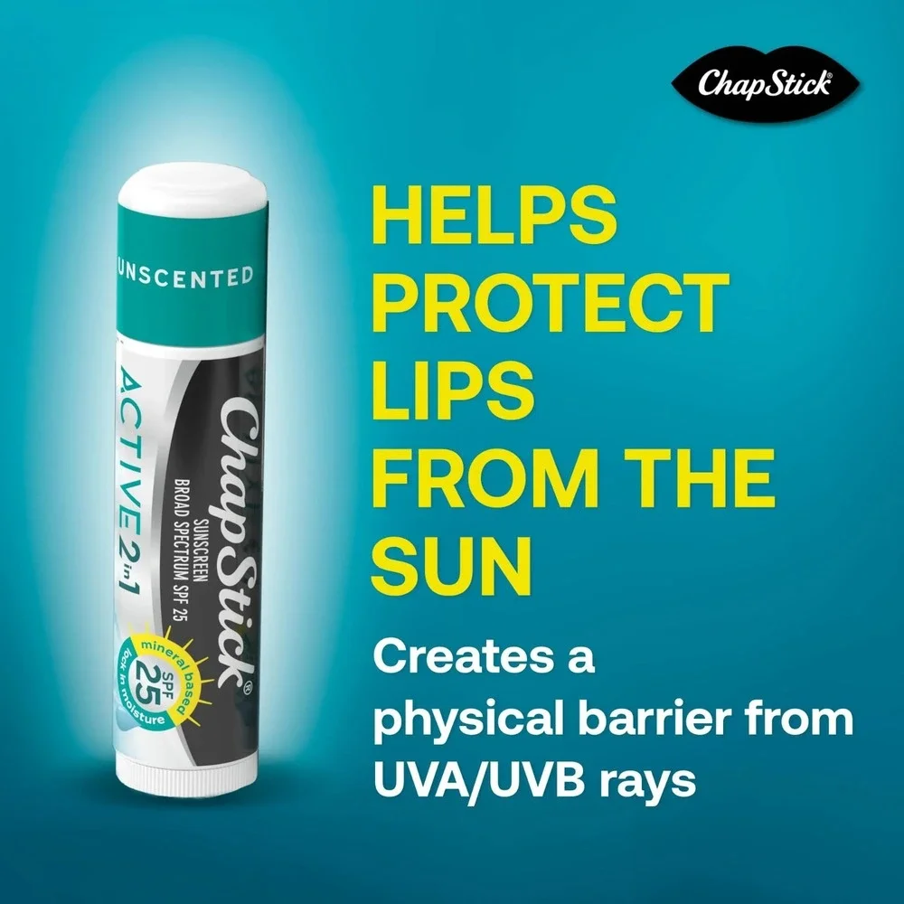 Chapstick Active 2-in-1 Unscented Lip Balms
